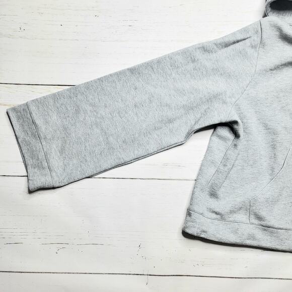 J. Crew Cropped Hoodie Sweatshirt Gray Wide Sleeve Cotton Blend Bungee Small - Picture 5 of 9